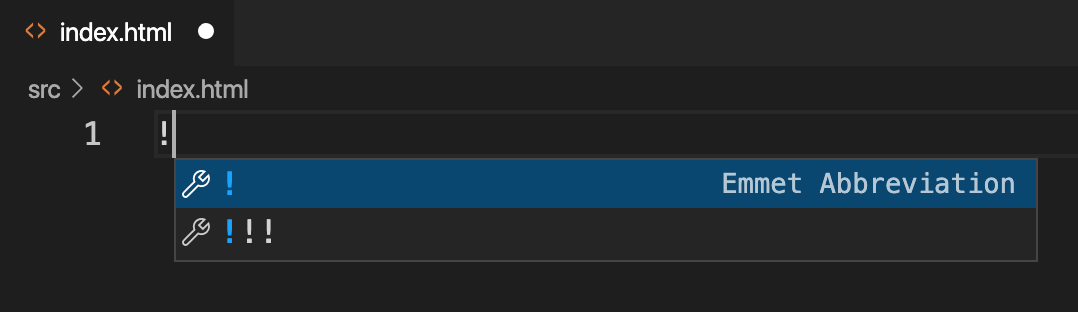 Exclamation emmet for html 5