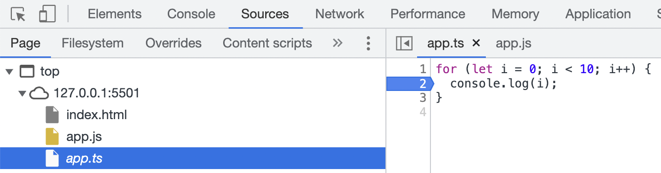 TS file in Sources tab